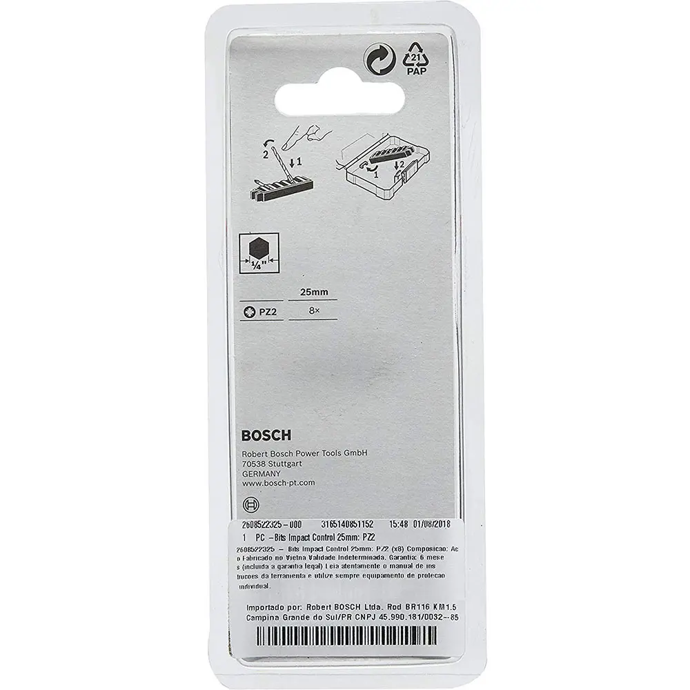 Фото 3 Бита крестовая Bosch Professional 2608522325 PZ2x25 мм, 8 шт. Фото 3 Бита крестовая Bosch Professional 2608522325 PZ2x25 мм, 8 шт.
