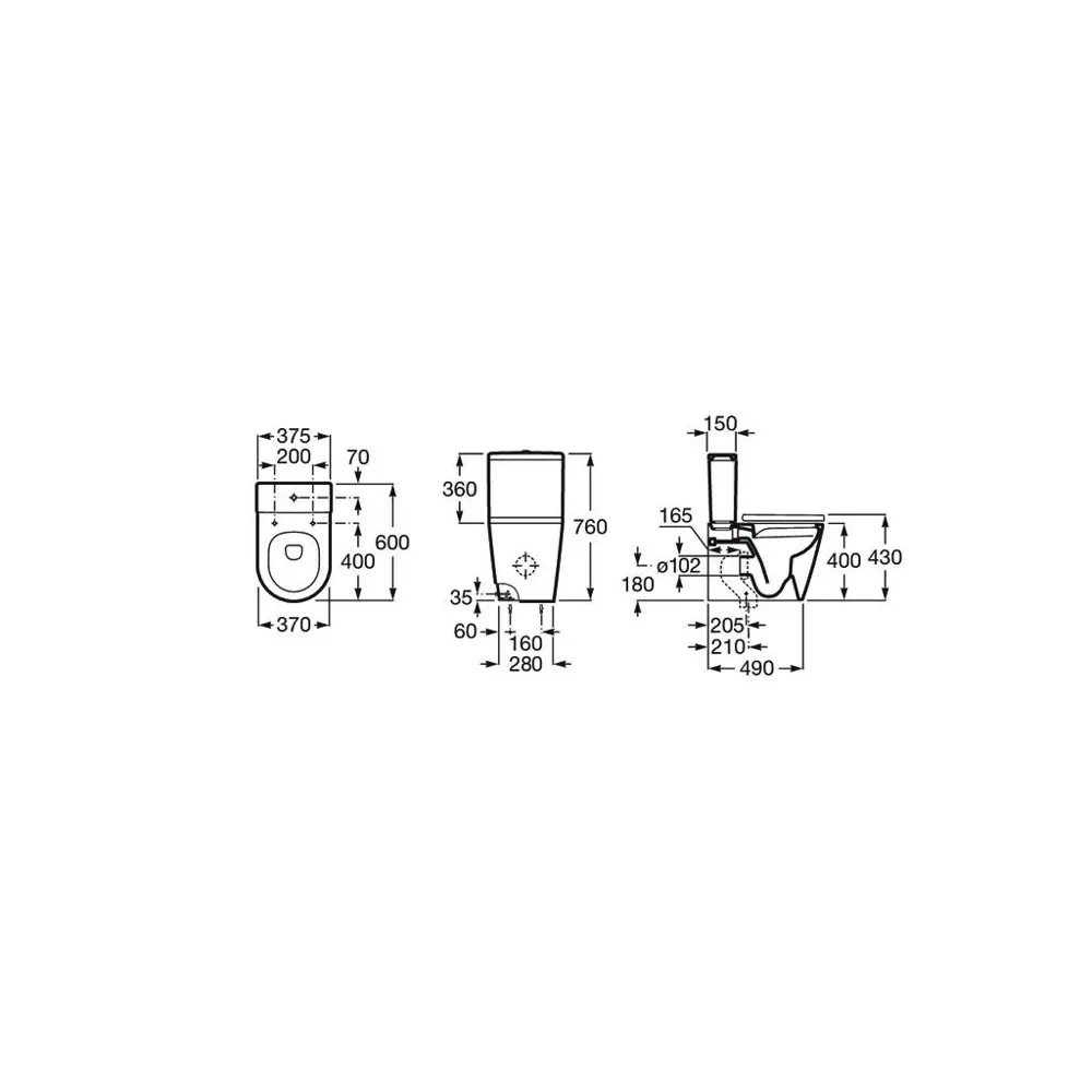 Фото 2 Чаша унитаза Roca Inspira Round Rimless Compact напольная 342529650, бежевый Фото 2 Чаша унитаза Roca Inspira Round Rimless Compact напольная 342529650, бежевый