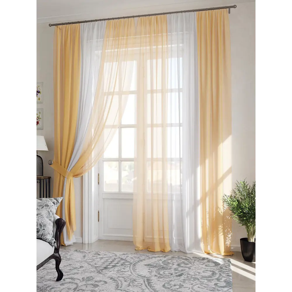 Фото Тюль Helga TD-206685-260 на шторной ленте, 260x300 см, цвет белый Фото Тюль Helga TD-206685-260 на шторной ленте, 260x300 см, цвет белый