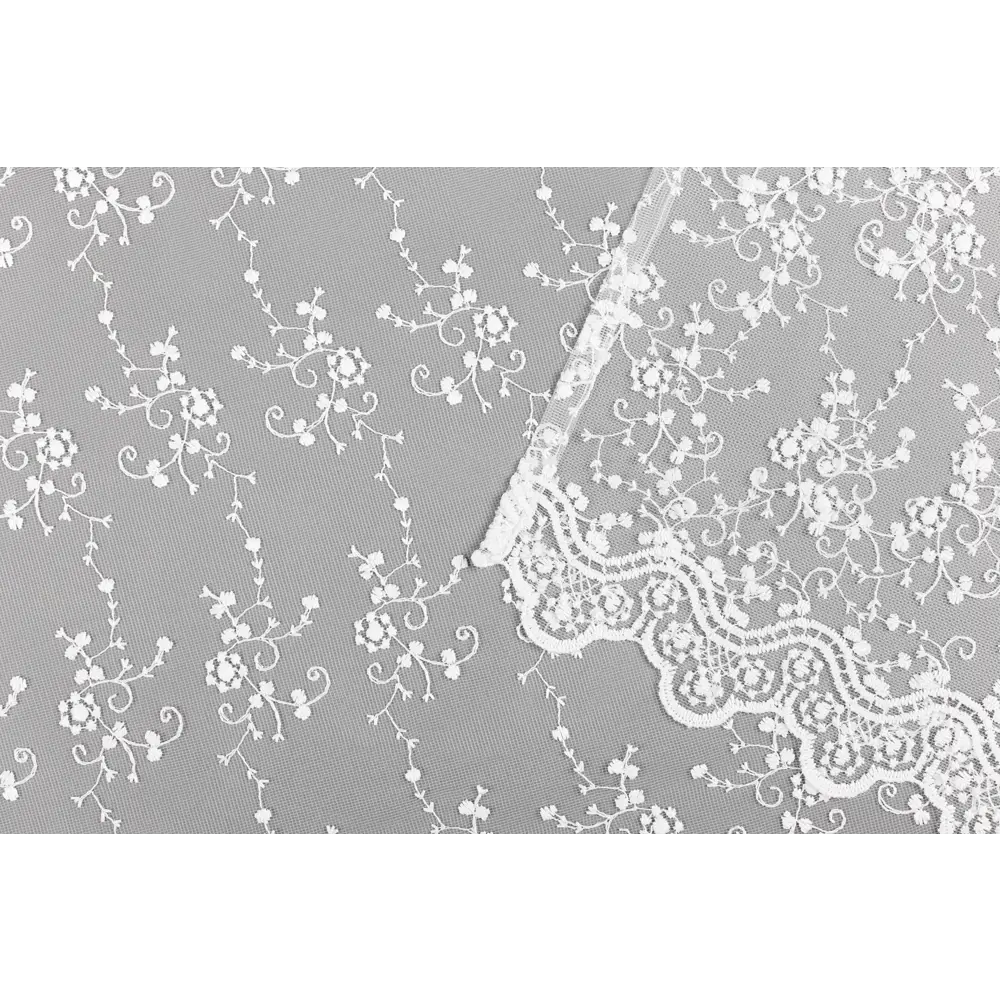 Фото 3 Тюль Цветы YML1591 на шторной ленте 270x300 см, цвет кремовый