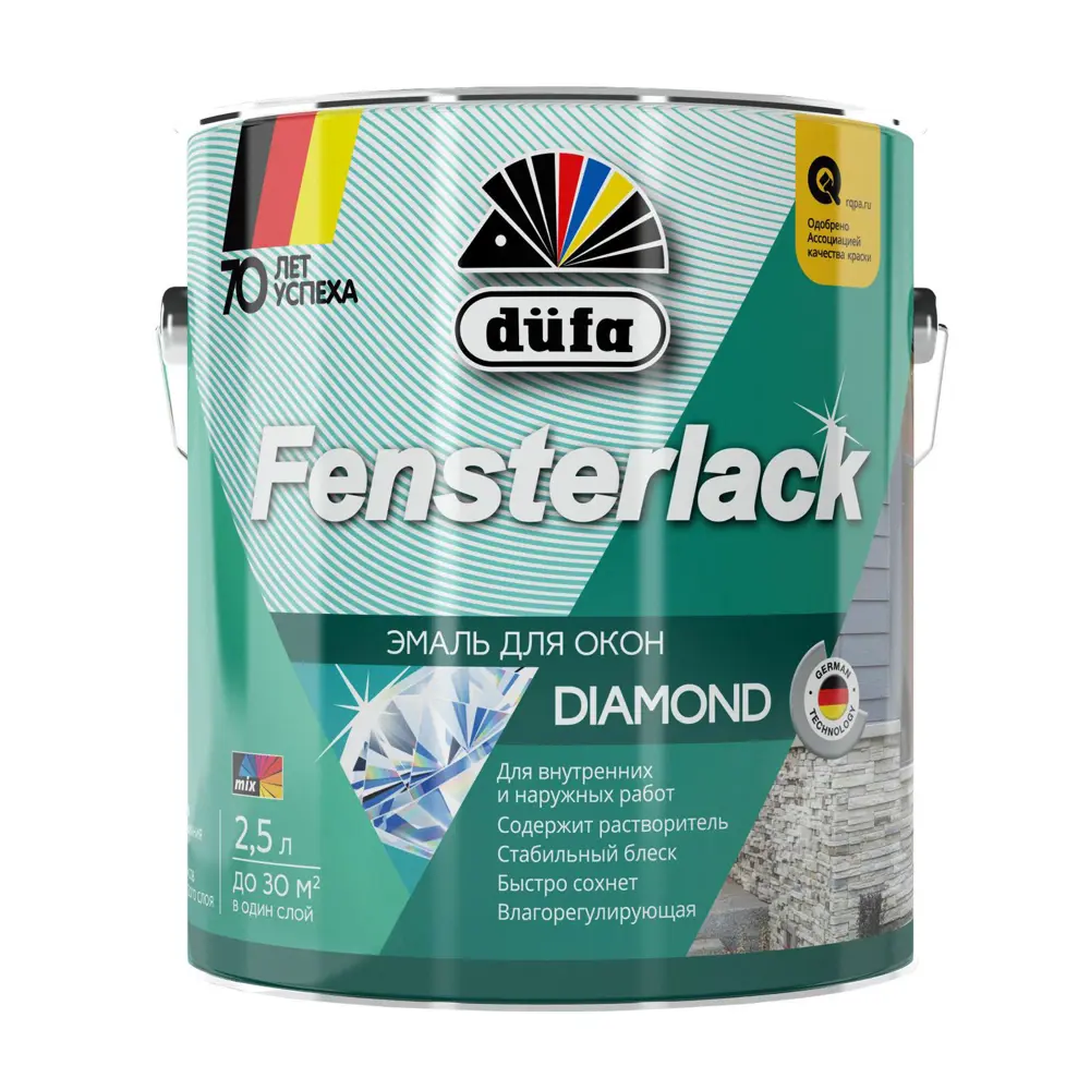 Фото Эмаль для окон и дверей тиксотропная Dufa Fensterlack 2.5 л Фото Эмаль для окон и дверей тиксотропная Dufa Fensterlack 2.5 л