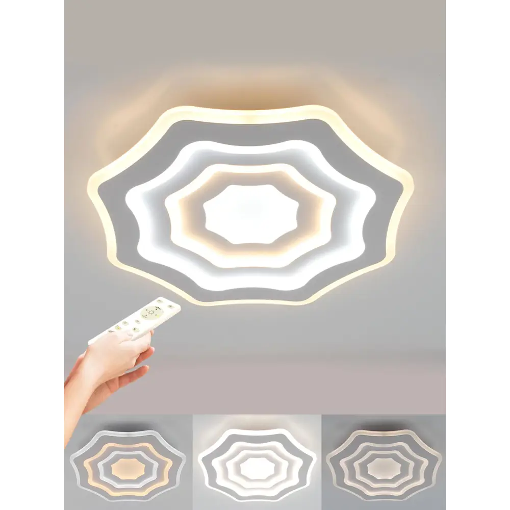 Фото 2 Люстра потолочная светодиодная Estares GEOMETRIA FLEXION с пультом управления 15-20 м² изменение оттенков белого цвет белый Фото 2 Люстра потолочная светодиодная Estares GEOMETRIA FLEXION с пультом управления 15-20 м² изменение оттенков белого цвет белый