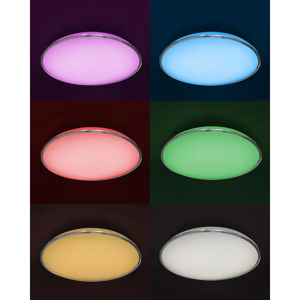 Фото Люстра потолочная светодиодная Estares LUNA LUNA RGB 32W с пультом управления 15 м² изменение оттенков белого цвет хром Фото Люстра потолочная светодиодная Estares LUNA LUNA RGB 32W с пультом управления 15 м² изменение оттенков белого цвет хром