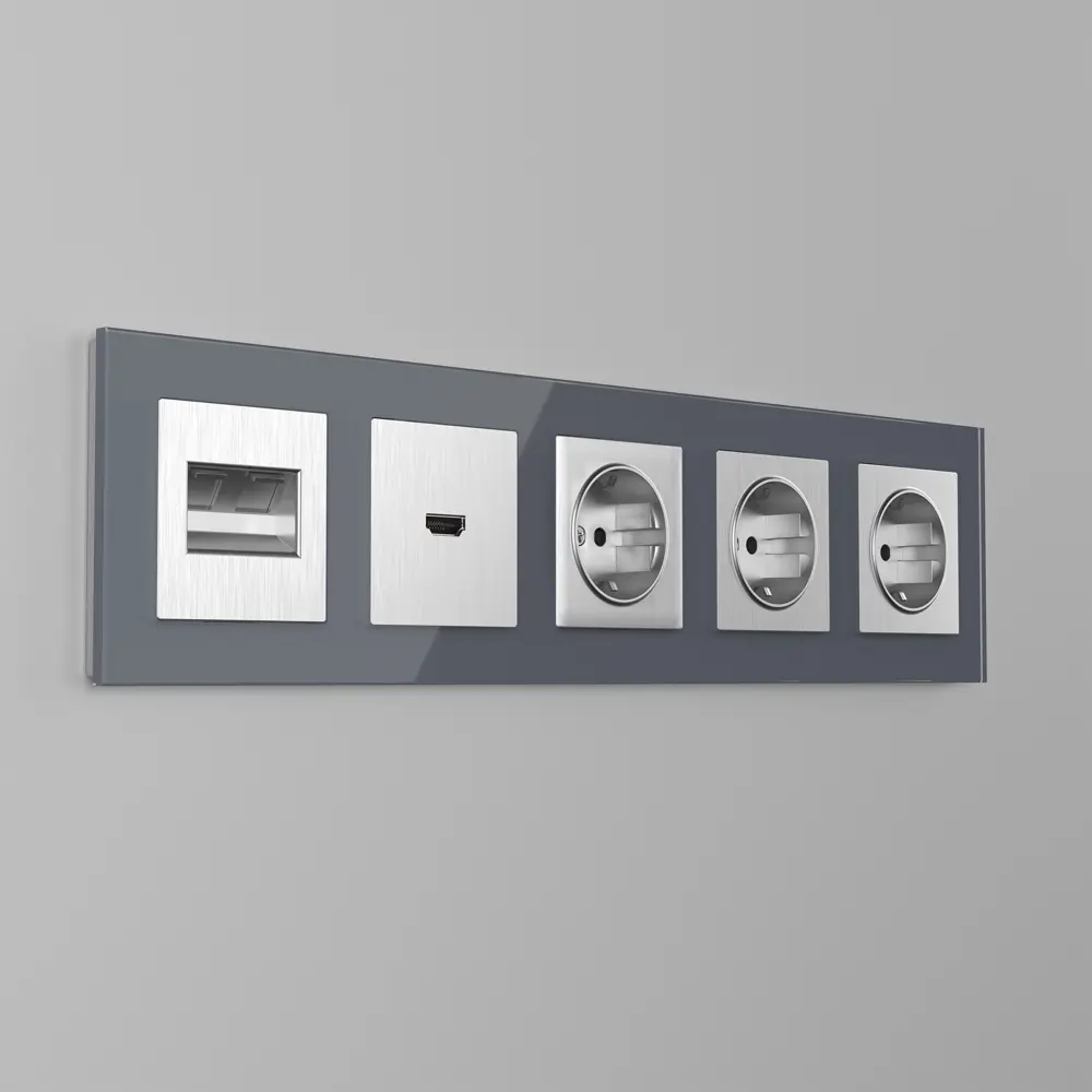 Фото 3 Накладка Werkel для двойной розетки Еthernet RJ-45 серебряный рифленый Фото 3 Накладка Werkel для двойной розетки Еthernet RJ-45 серебряный рифленый