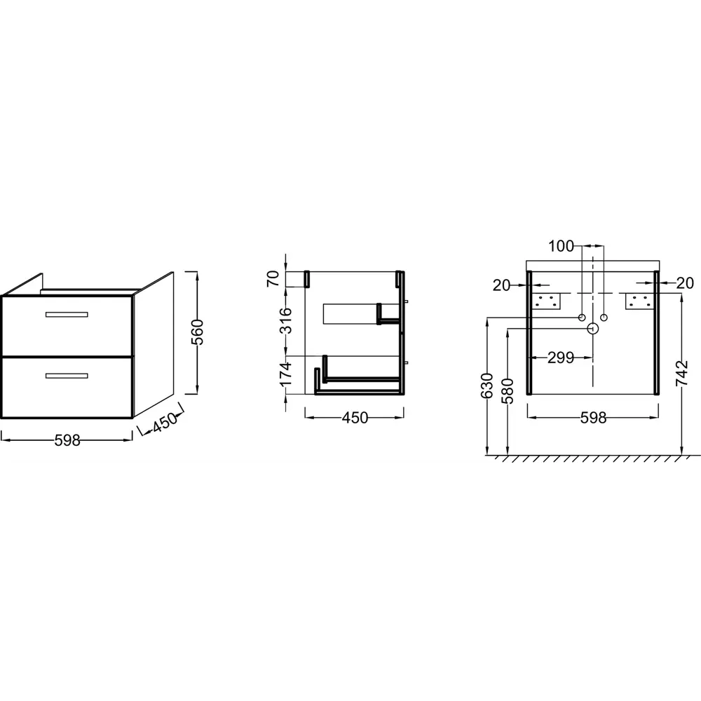 Фото 2 Тумба под раковину Jacob Delafon EB390RU-N14 59.80см цвет Темный дуб Фото 2 Тумба под раковину Jacob Delafon EB390RU-N14 59.80см цвет Темный дуб