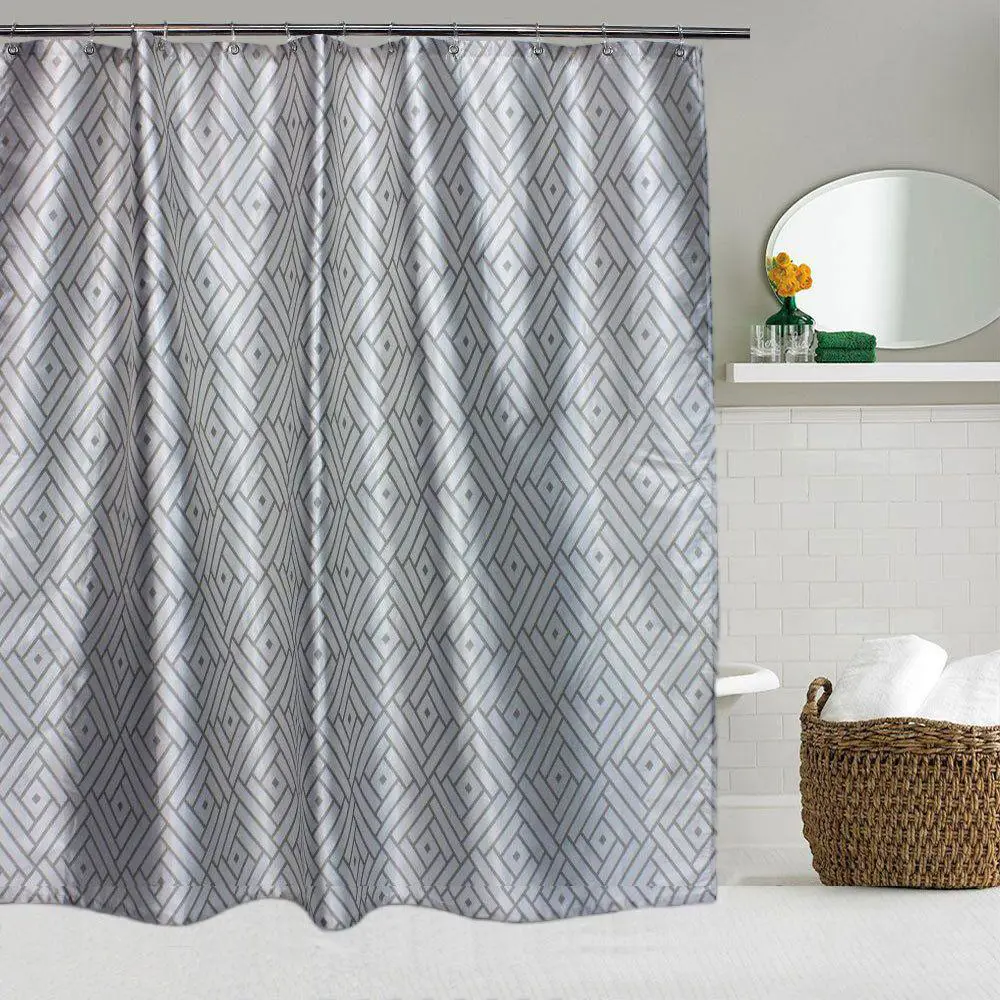 Фото Штора для ванной Bath Plus жаккард Rhombus EYES 200x180, серый Фото Штора для ванной Bath Plus жаккард Rhombus EYES 200x180, серый