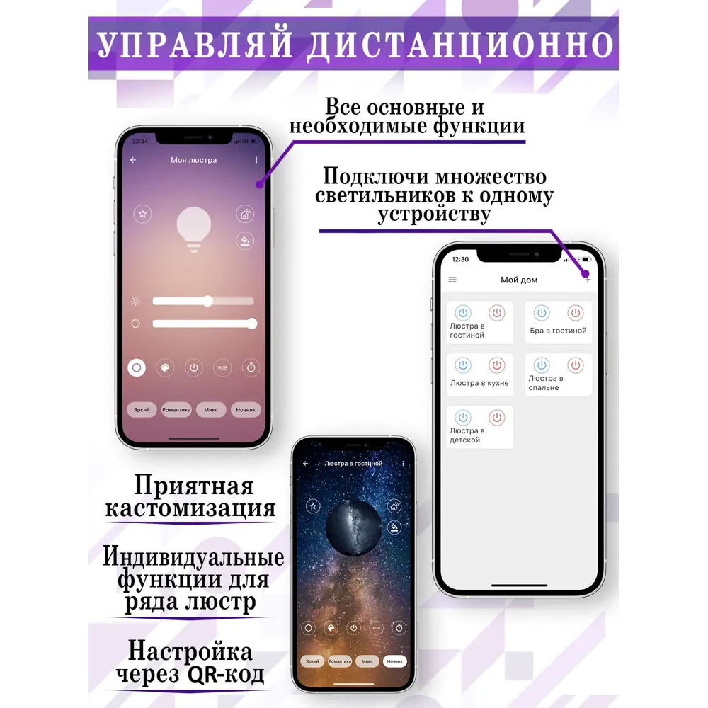 Фото 3 Люстра потолочная светодиодная Natali Kovaltseva с пультом управления 26 м² изменение оттенков белого цвет черный Фото 3 Люстра потолочная светодиодная Natali Kovaltseva с пультом управления 26 м² изменение оттенков белого цвет черный