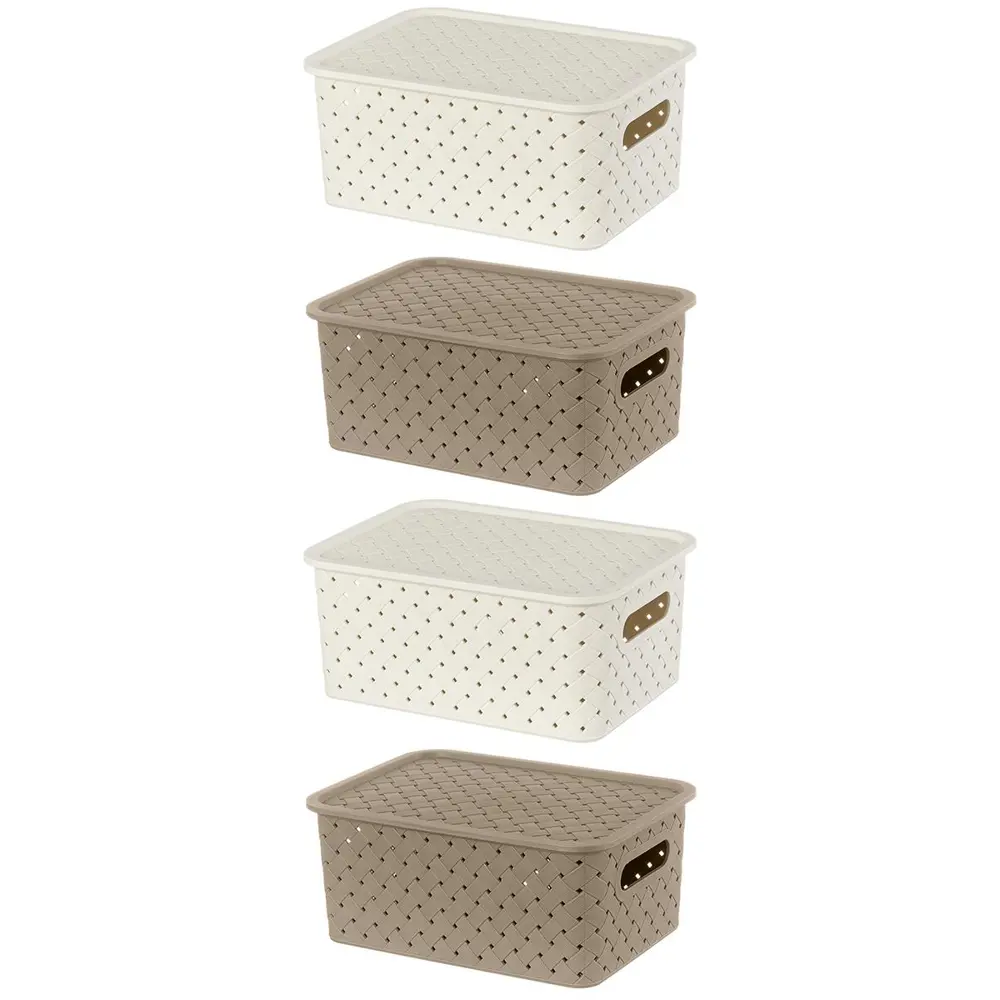 Фото 3 Корзина Violet 811743_4z 23.50x17.50x24.50 см полипропилен цвет бежевый/светло-коричневый 4 шт
