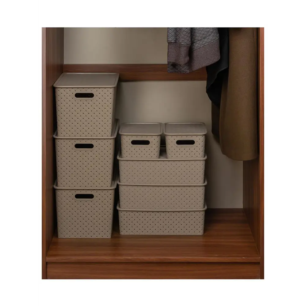 Фото 7 Корзина Violet 811743_4z 23.50x17.50x24.50 см полипропилен цвет бежевый/светло-коричневый 4 шт