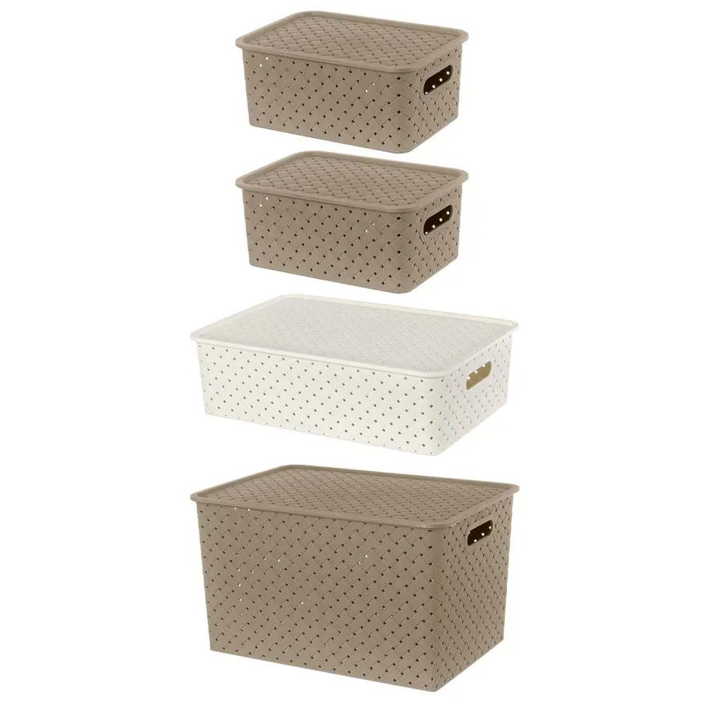 Фото 3 Корзина Violet 811743+4z 25.50x26.50x36.50 см полипропилен цвет бежевый/светло-коричневый 4 шт Фото 3 Корзина Violet 811743+4z 25.50x26.50x36.50 см полипропилен цвет бежевый/светло-коричневый 4 шт