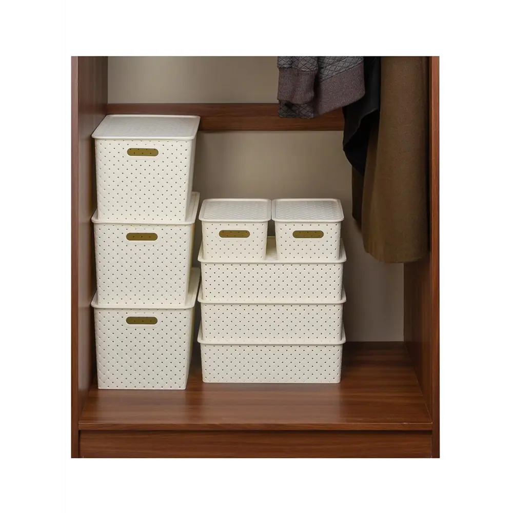 Фото 7 Корзина Violet 811743+4z 25.50x26.50x36.50 см полипропилен цвет бежевый/светло-коричневый 4 шт Фото 7 Корзина Violet 811743+4z 25.50x26.50x36.50 см полипропилен цвет бежевый/светло-коричневый 4 шт