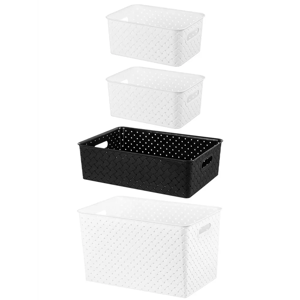 Фото 4 Корзина Violet 811914+4 25.50x26.50x36.50 см полипропилен цвет черный/белый 4 шт Фото 4 Корзина Violet 811914+4 25.50x26.50x36.50 см полипропилен цвет черный/белый 4 шт