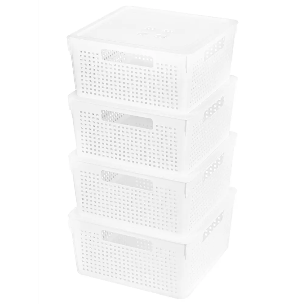 Фото Корзина Violet 811922_4 30.50x27.50x30.50 см полипропилен цвет белый 4 шт