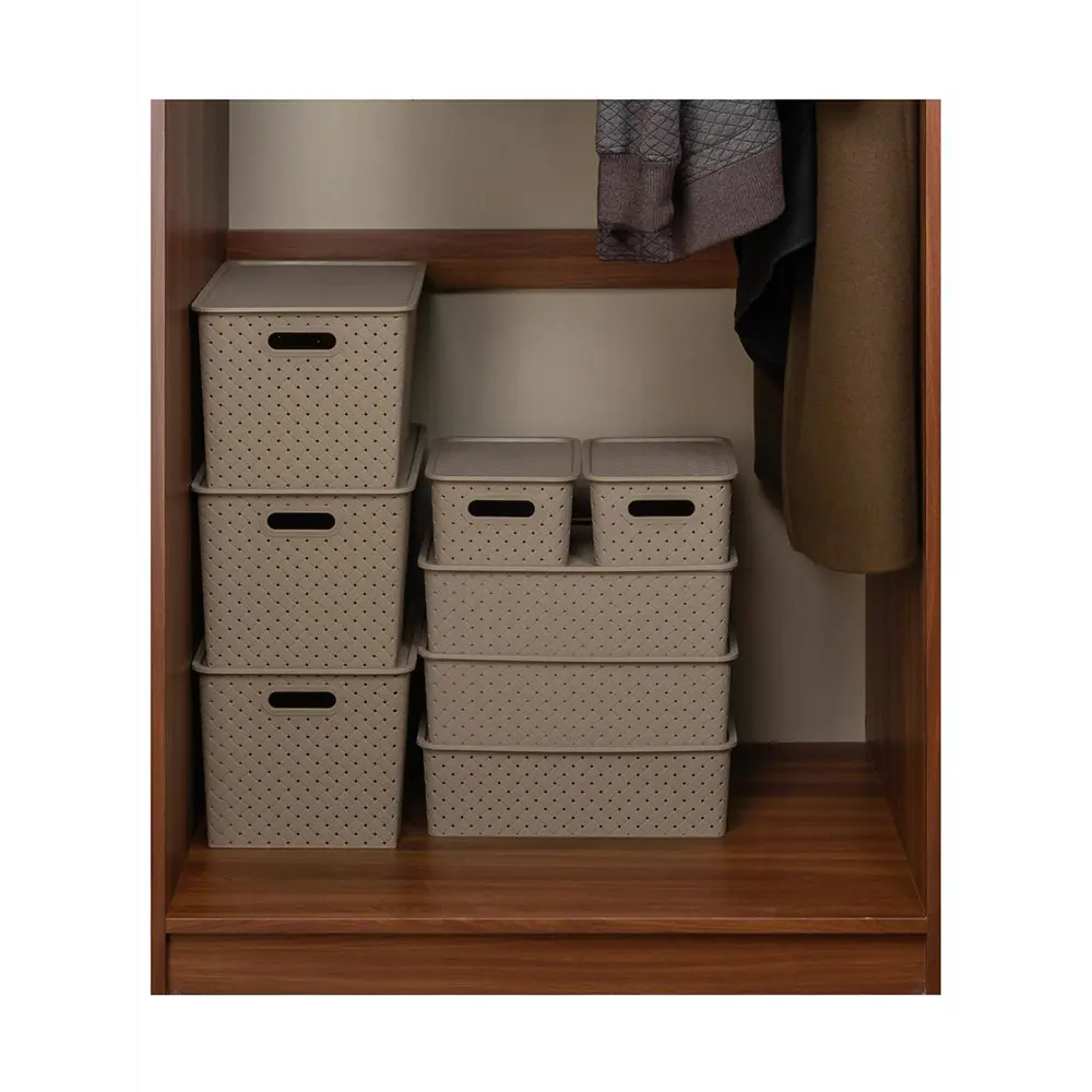 Фото 7 Корзина Violet 811743+10 24.50x38x35.50 см полипропилен цвет капучино 10 шт