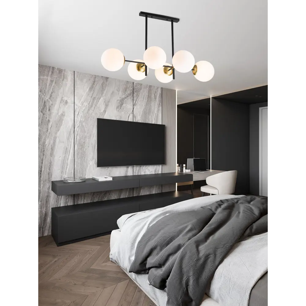 Фото 2 Люстра на штанге ESCADA 1163/6S 6 ламп 12 м² цвет черный Фото 2 Люстра на штанге ESCADA 1163/6S 6 ламп 12 м² цвет черный