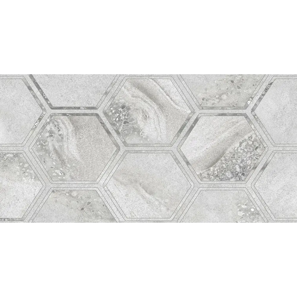 Фото Плитка настенная Golden Tile Fusion Hexagon 30х60 см 1.44 м² цвет серый Фото Плитка настенная Golden Tile Fusion Hexagon 30х60 см 1.44 м² цвет серый
