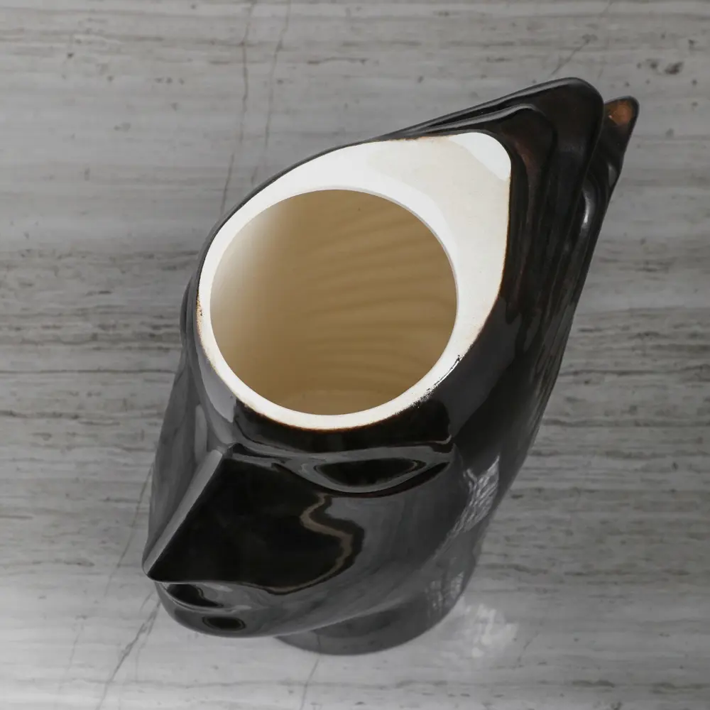 Фото 4 Ваза керамическая "Афродита" глянец, чёрная, 24 см, настольная