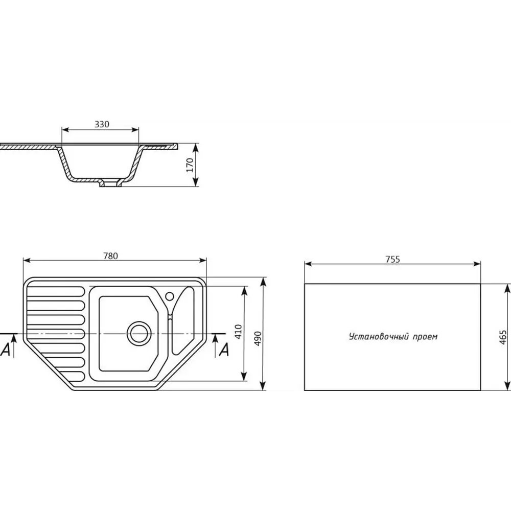 Фото 2 Мойка для кухни Ulgran U-109-341 цвет белый Фото 2 Мойка для кухни Ulgran U-109-341 цвет белый