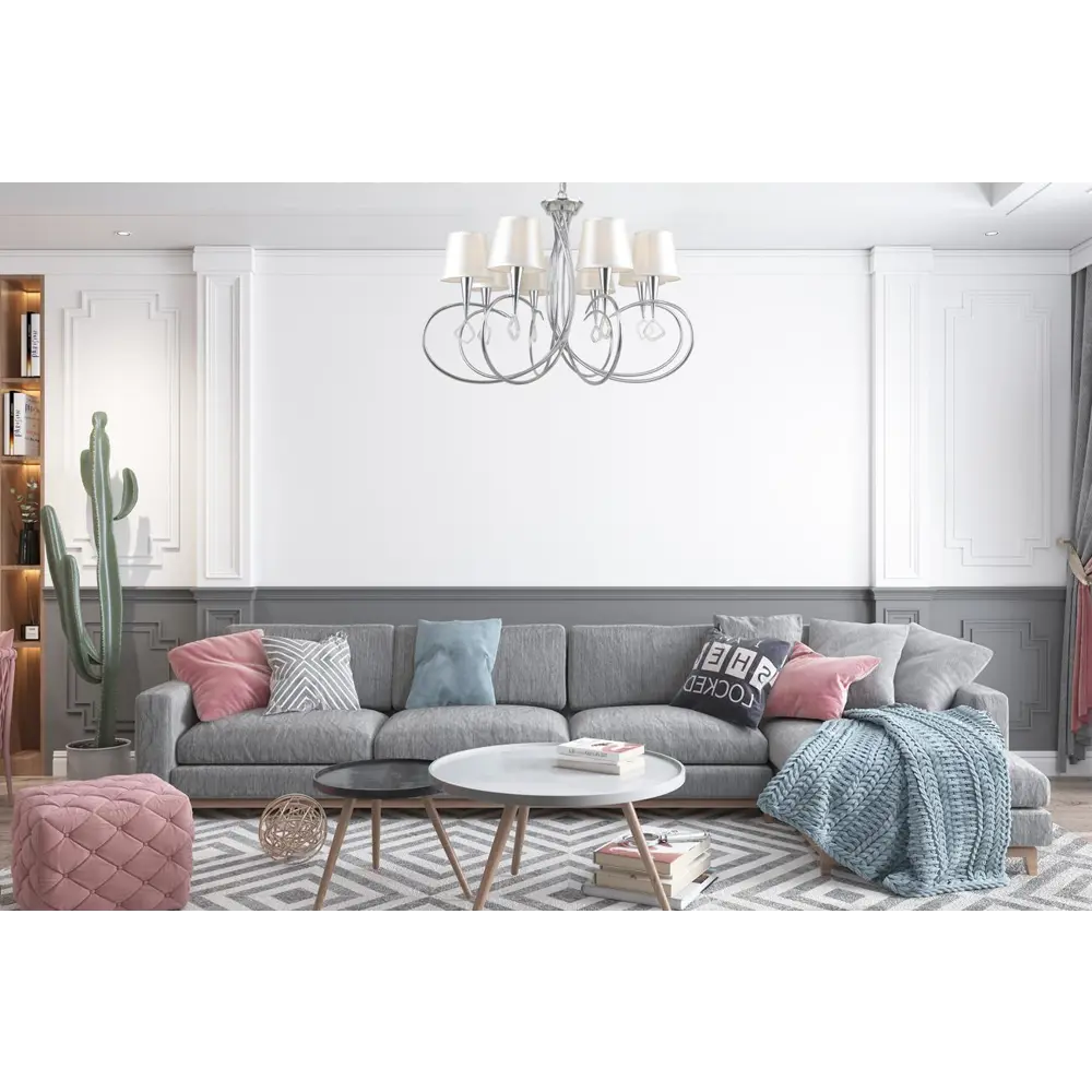 Фото 2 Люстра подвесная ESCADA 1134/8S 3 лампы 16 м² цвет серебряный Фото 2 Люстра подвесная ESCADA 1134/8S 3 лампы 16 м² цвет серебряный