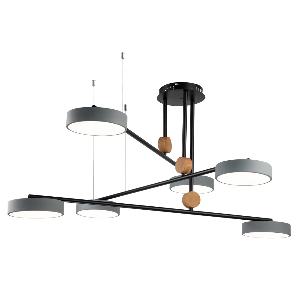 Фото Люстра на штанге светодиодная ESCADA с пультом управления 6 м² теплый белый свет цвет черный