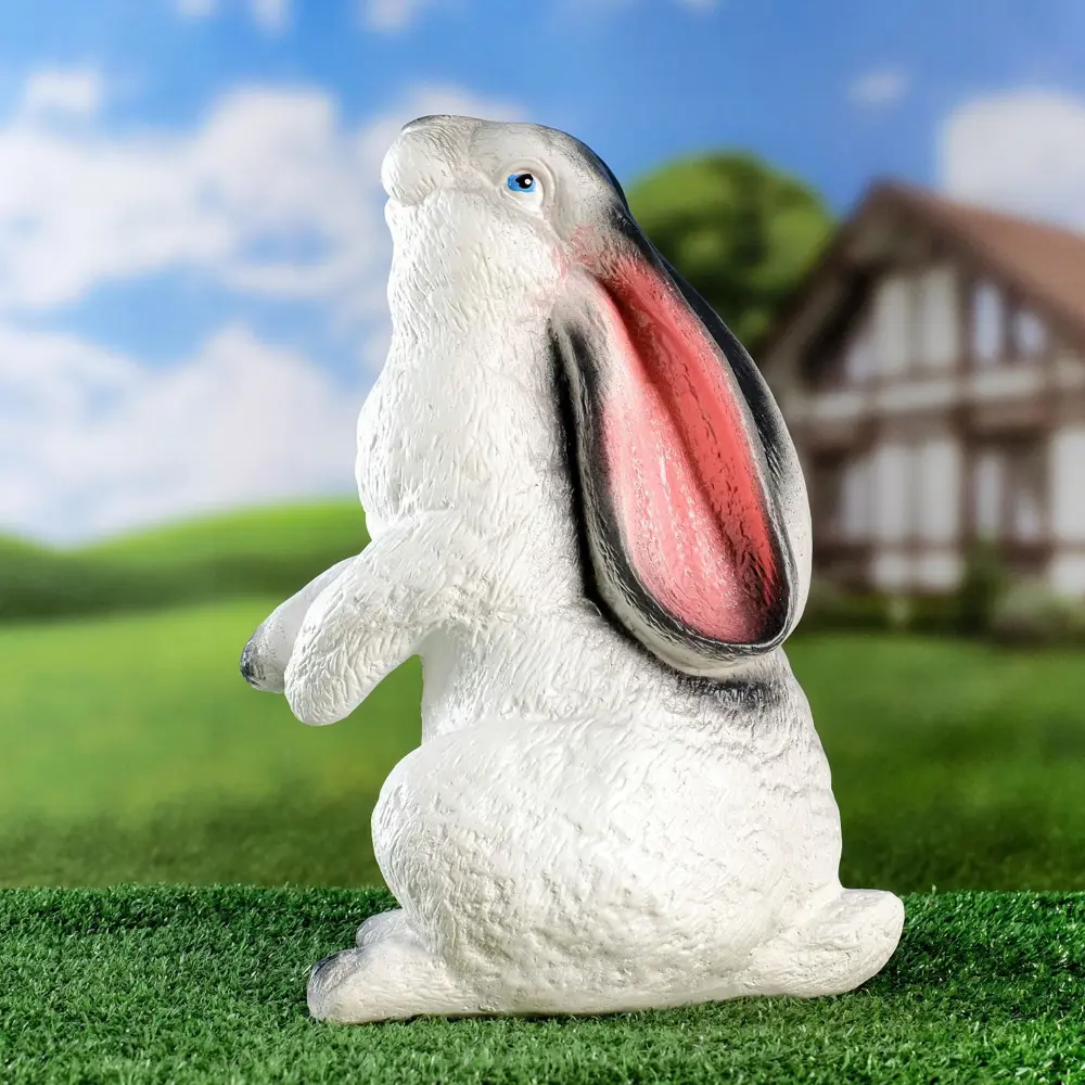 Фото 4 Садовая фигура Хорошие сувениры Сидящий заяц белая 30 см