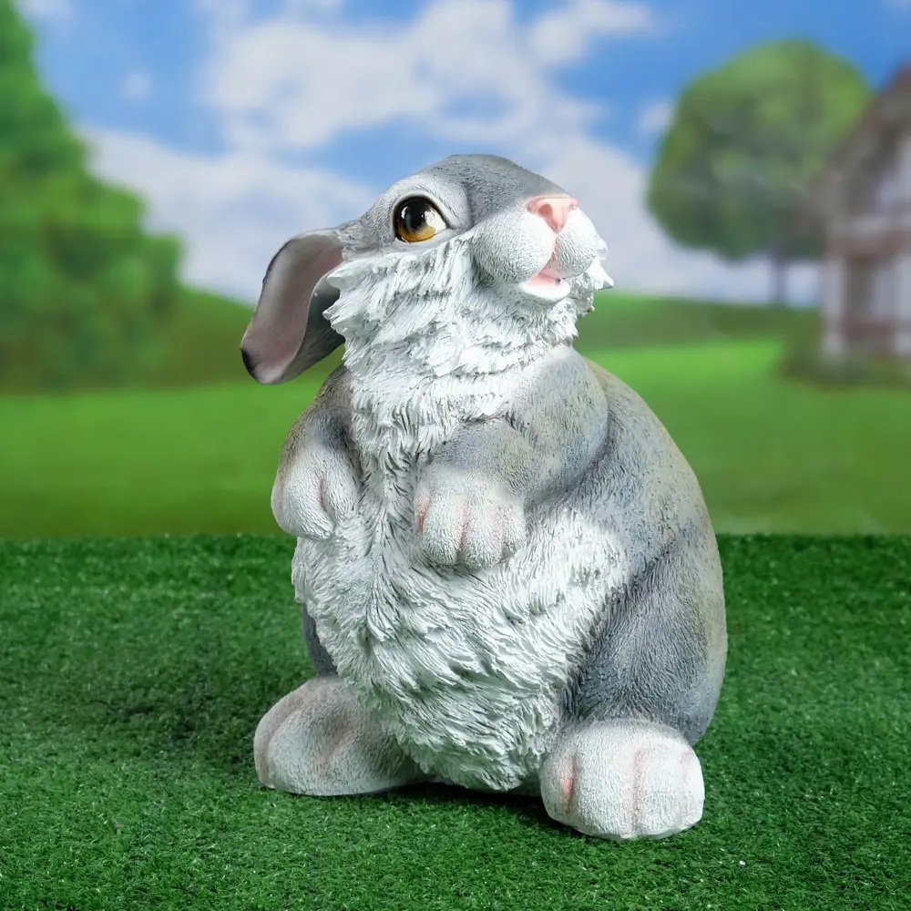 Фото Садовая фигура Хорошие сувениры Заяц-толстун 23x26x30см