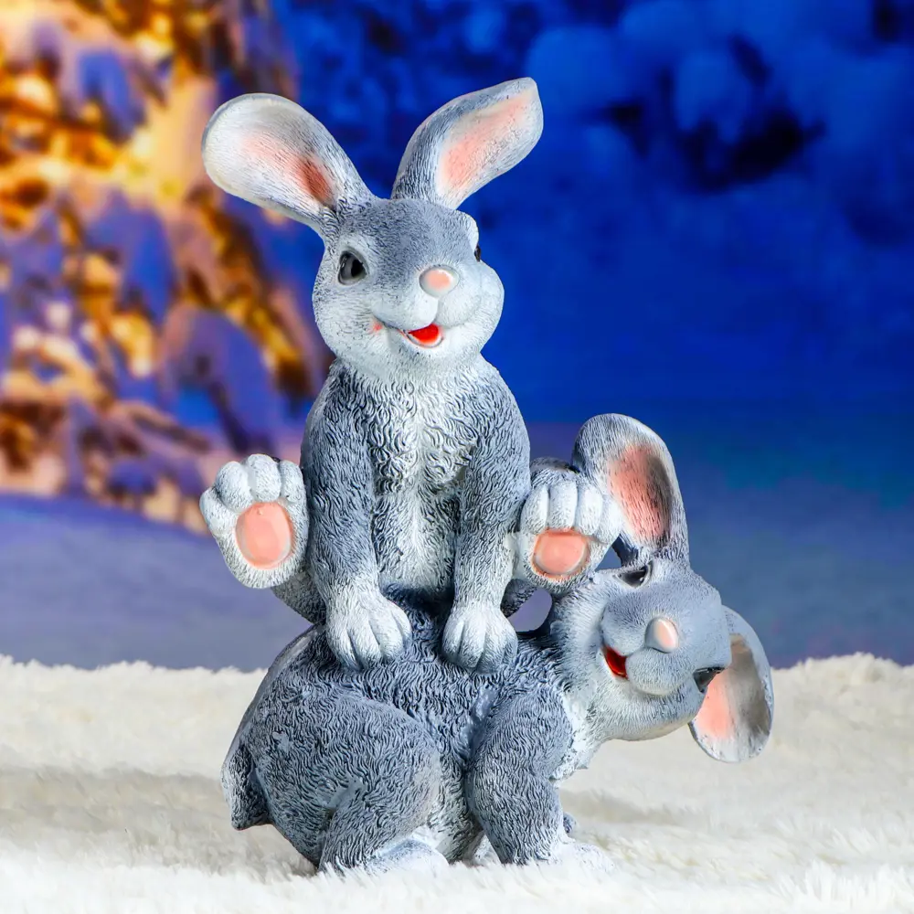 Фото 5 Садовая фигура хорошие сувениры зайцы прыгуны 36см