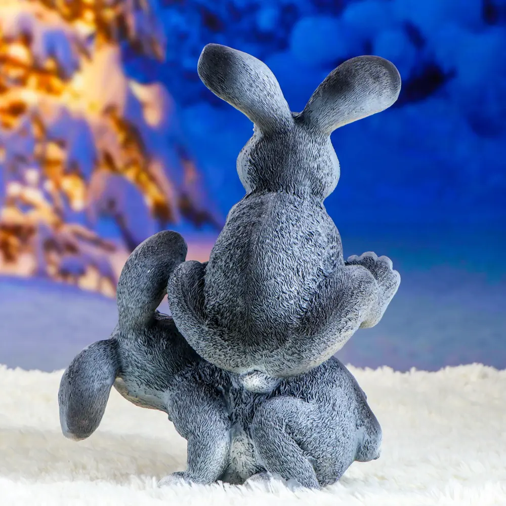 Фото 7 Садовая фигура хорошие сувениры зайцы прыгуны 36см