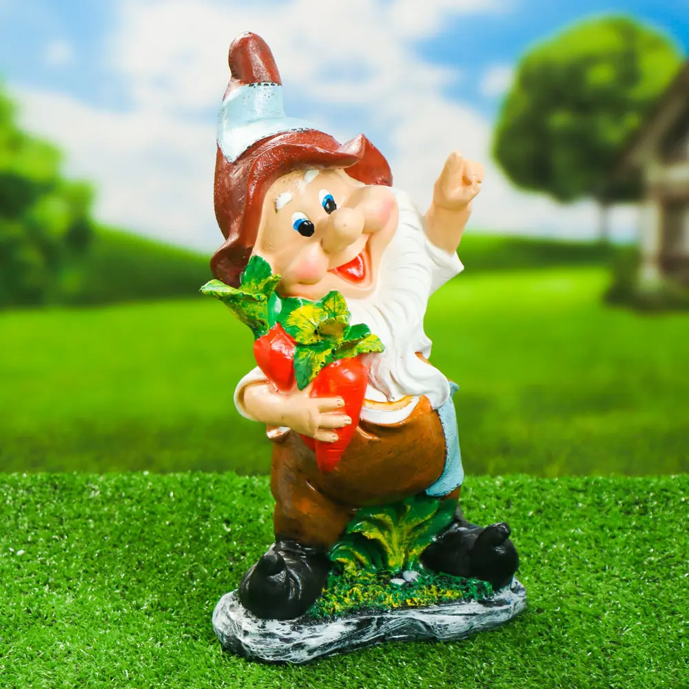 Фото 2 Садовая фигура Хорошие сувениры Гном с морковкой 19x38см Фото 2 Садовая фигура Хорошие сувениры Гном с морковкой 19x38см