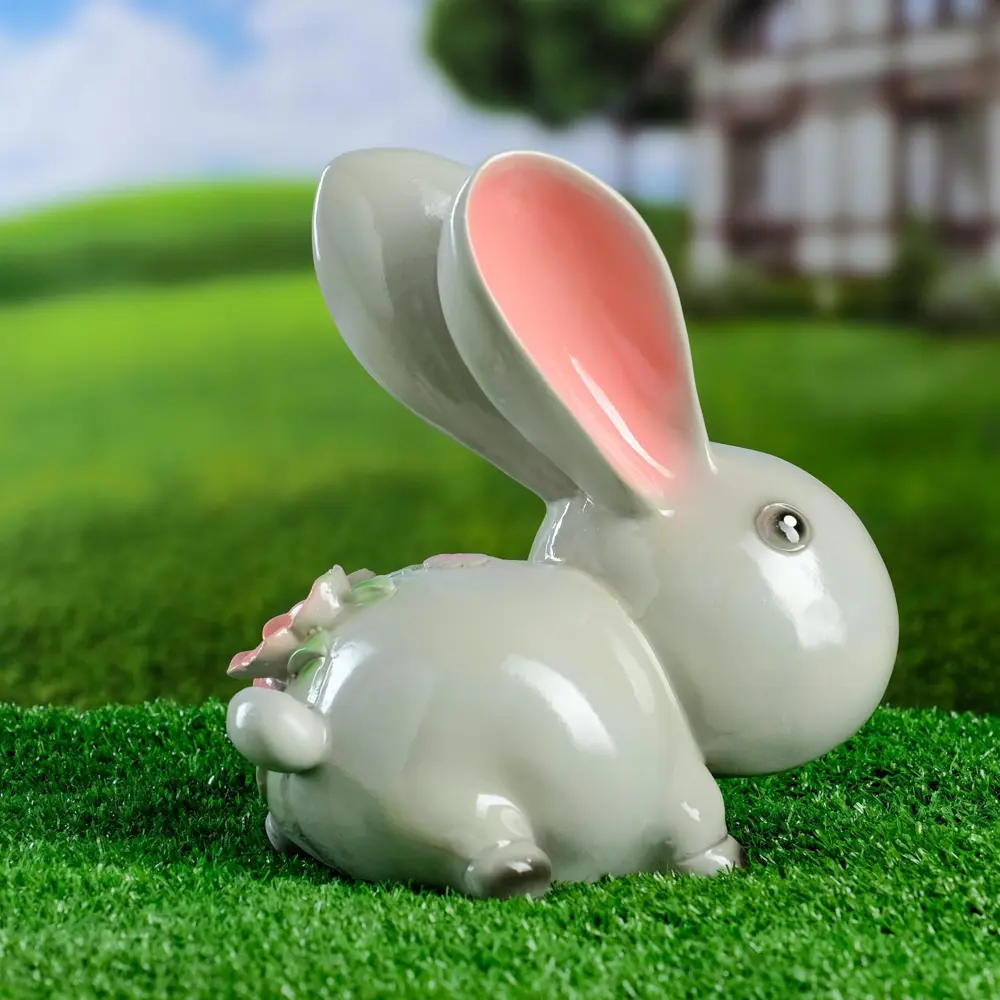 Фото 3 Садовая фигура Хорошие сувениры Зайка с цветами серая 20x20x10см Фото 3 Садовая фигура Хорошие сувениры Зайка с цветами серая 20x20x10см