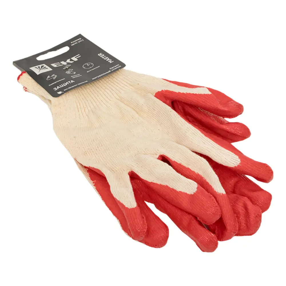 Фото 2 Перчатки хлопковые EKF Master pe13lt-9-mas, обливные, размер L