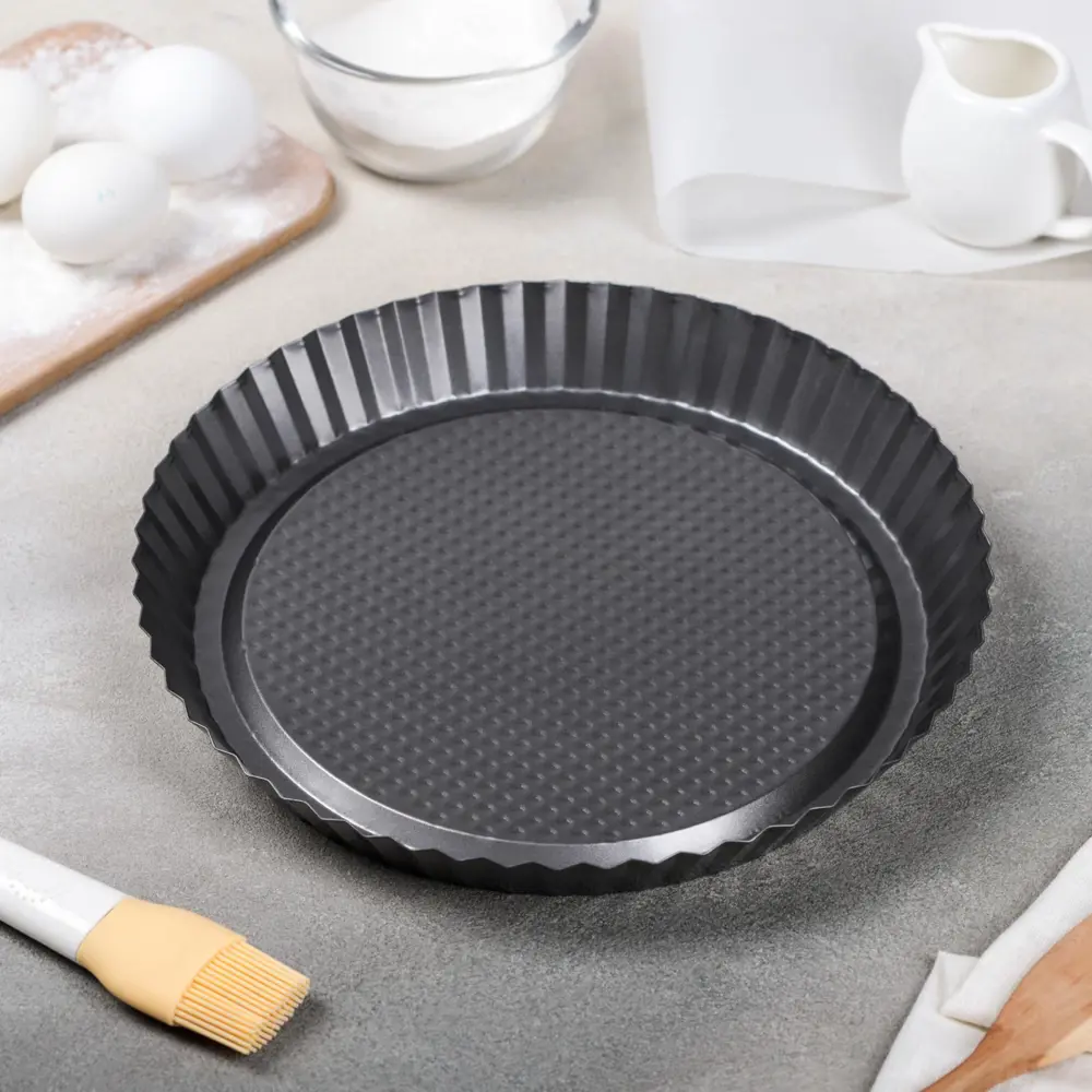 Фото Форма для выпечки Доляна «Жаклин. Рифлёный круг» 27×3.5 см антипригарное покрытие