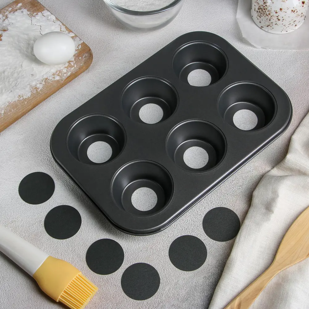 Фото 3 Форма для выпечки Доляна «Жаклин. Круг» 26×18×3 см 6 ячеек съёмное дно антипригарное покрытие Фото 3 Форма для выпечки Доляна «Жаклин. Круг» 26×18×3 см 6 ячеек съёмное дно антипригарное покрытие