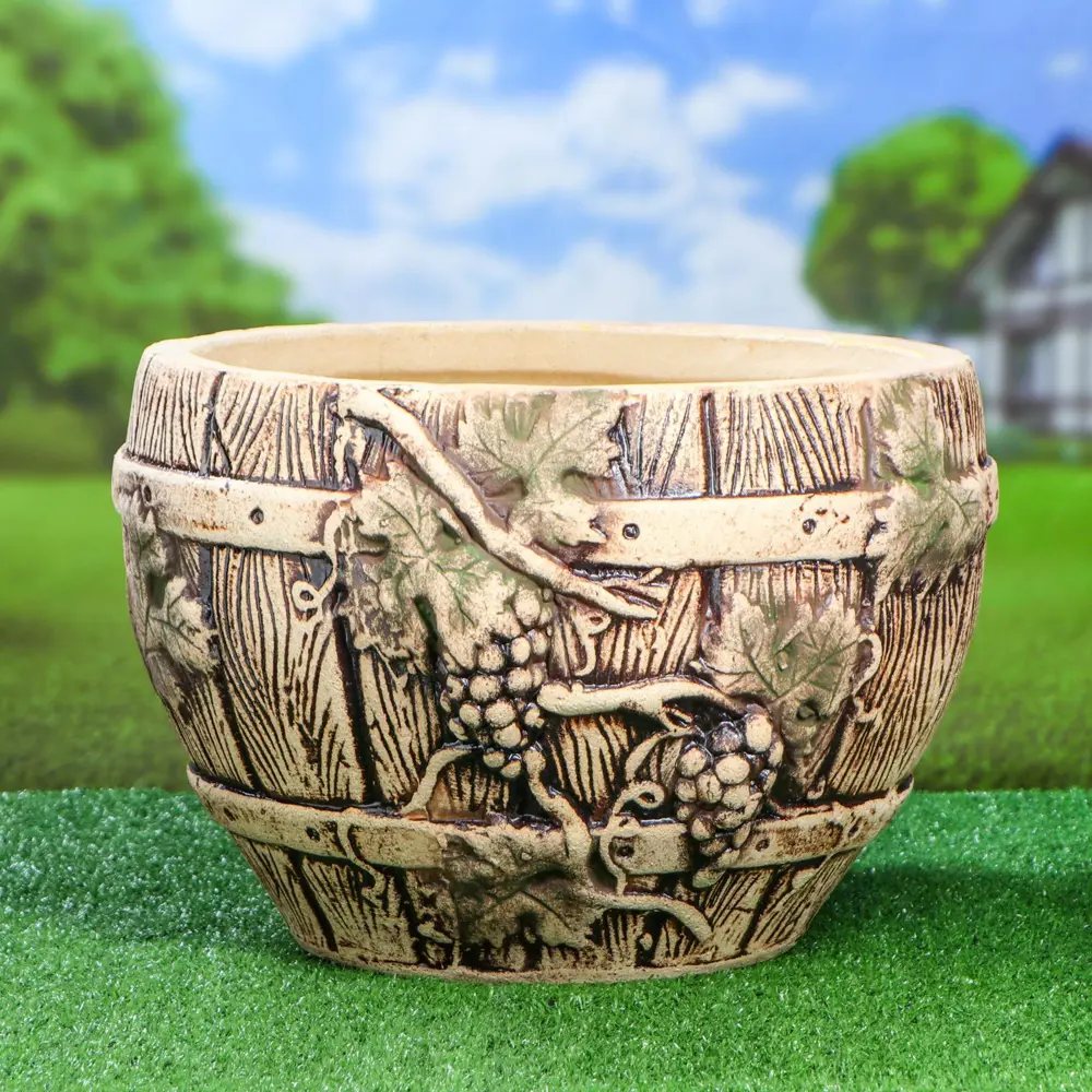 Фото 3 Горшок цветочный 1389038 Керамика ручной работы 10 см 20 л глина бежевый