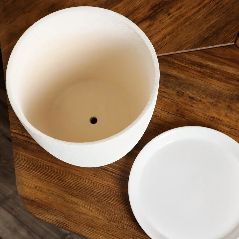 Фото 3 Горшок цветочный 2690326 Керамика ручной работы 10 см 5 л керамика белый