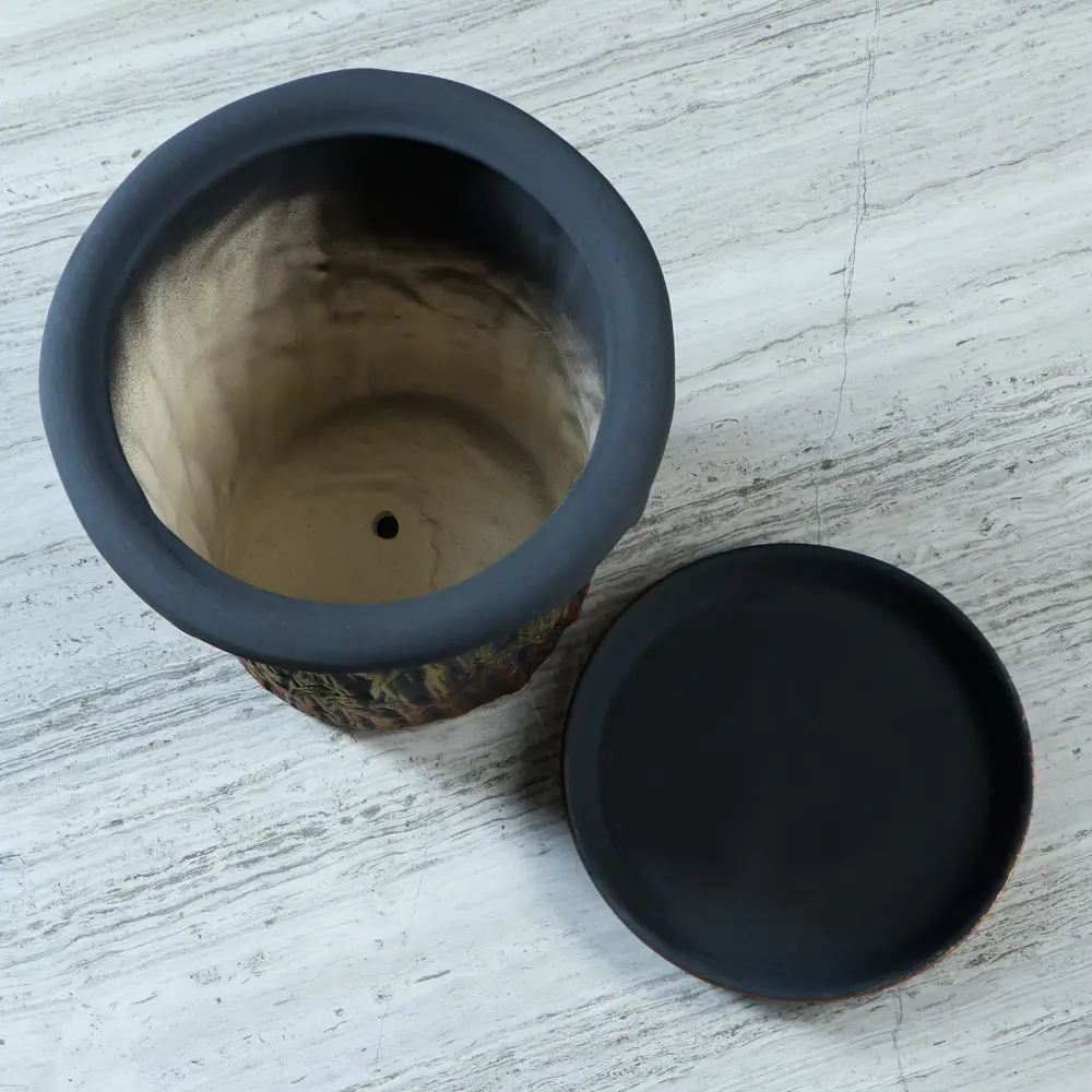 Фото 2 Горшок цветочный 144198 Керамика ручной работы 10 см 5 л керамика аквамарин синий