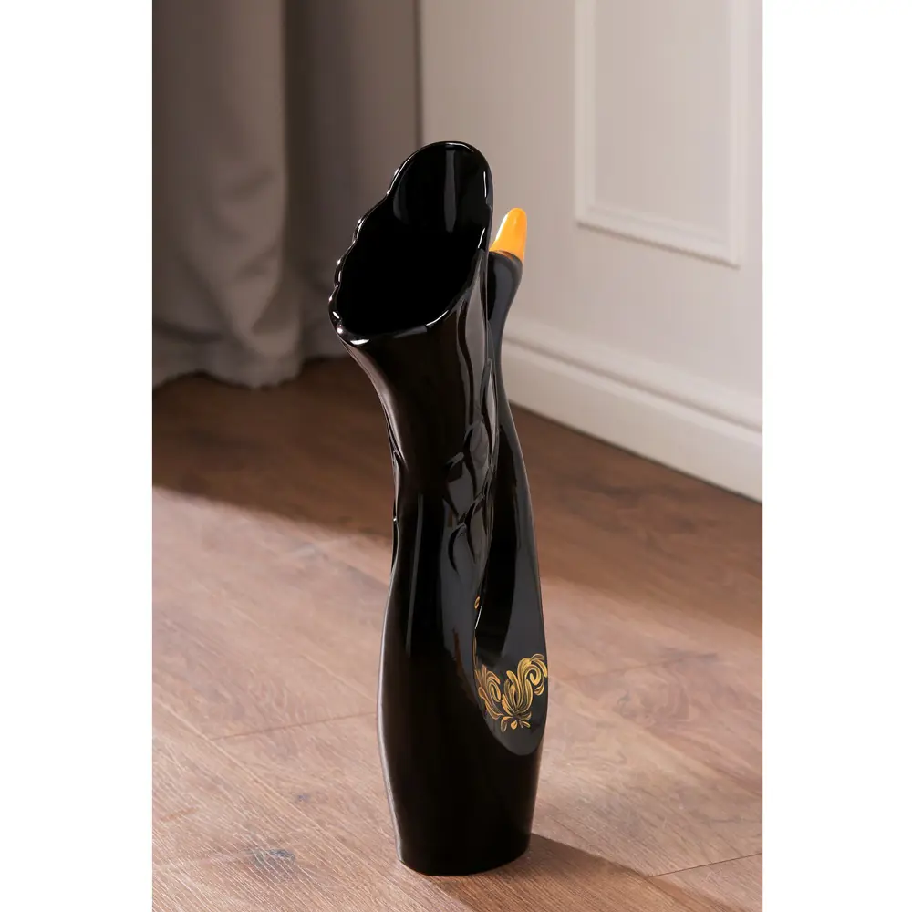 Фото 3 Ваза напольная керамическая "Лебедь" цветы, черная, 51 см Фото 3 Ваза напольная керамическая "Лебедь" цветы, черная, 51 см