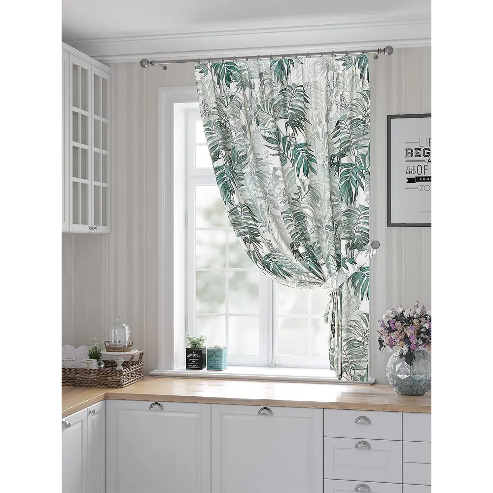 Фото Штора Helga Лонтвирс TD-530310 на шторной ленте, 180x150 см, цвет белый