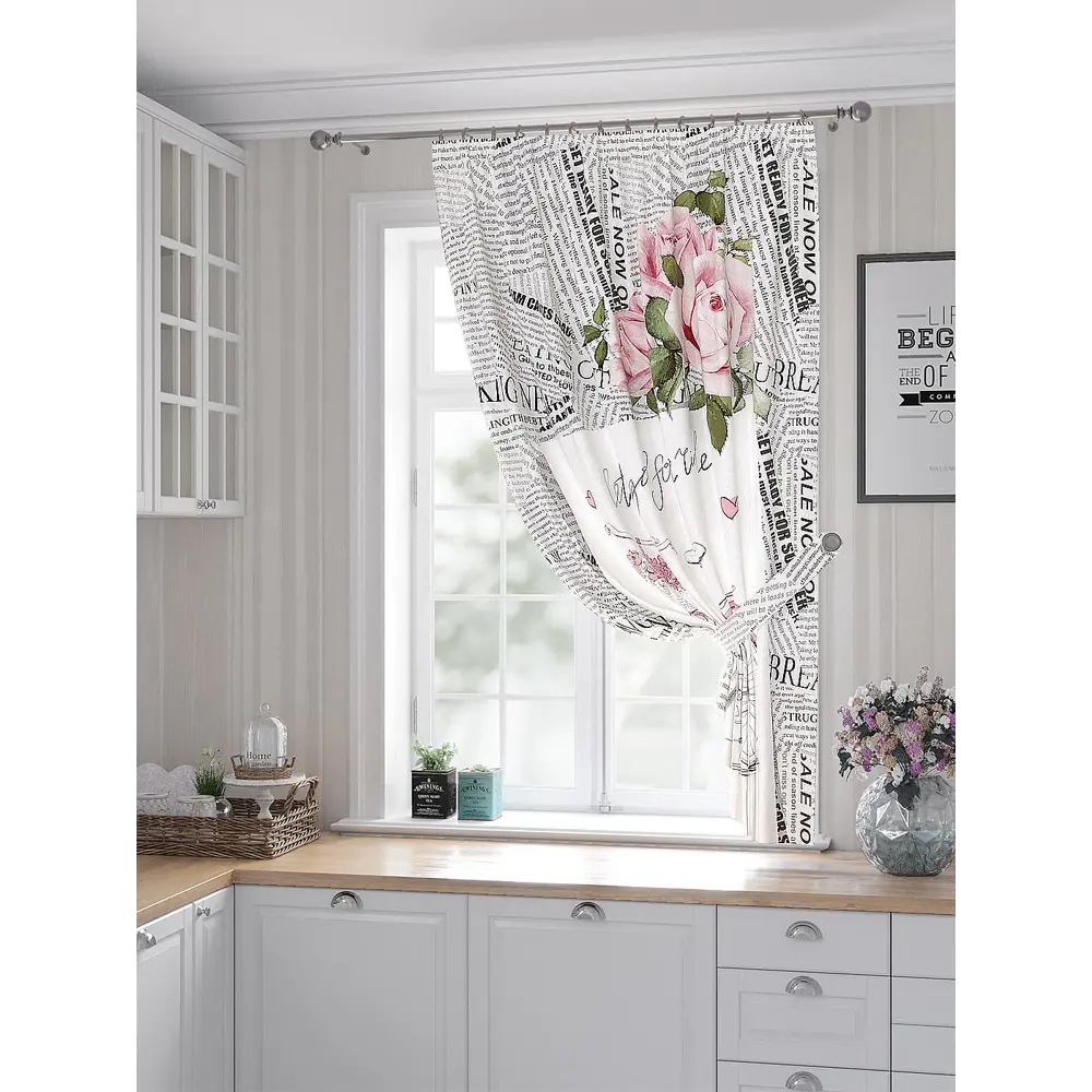 Фото Штора Helga Лифортис TD-530339 на шторной ленте, 180x150 см, цвет белый