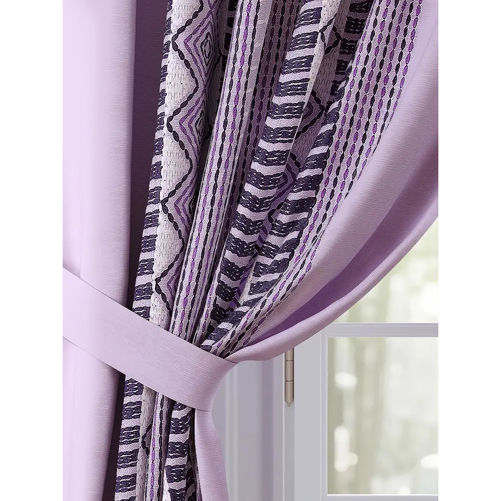Фото 3 Комплект штор Comfy Way Хлирменс TD-958316 на шторной ленте, 260x150 см, цвет фиолетовый Фото 3 Комплект штор Comfy Way Хлирменс TD-958316 на шторной ленте, 260x150 см, цвет фиолетовый