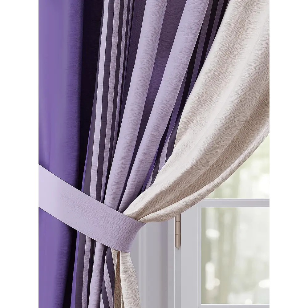 Фото 3 Комплект штор Comfy Way Шенирос TD-958336 на шторной ленте, 260x150 см, цвет фиолетовый Фото 3 Комплект штор Comfy Way Шенирос TD-958336 на шторной ленте, 260x150 см, цвет фиолетовый
