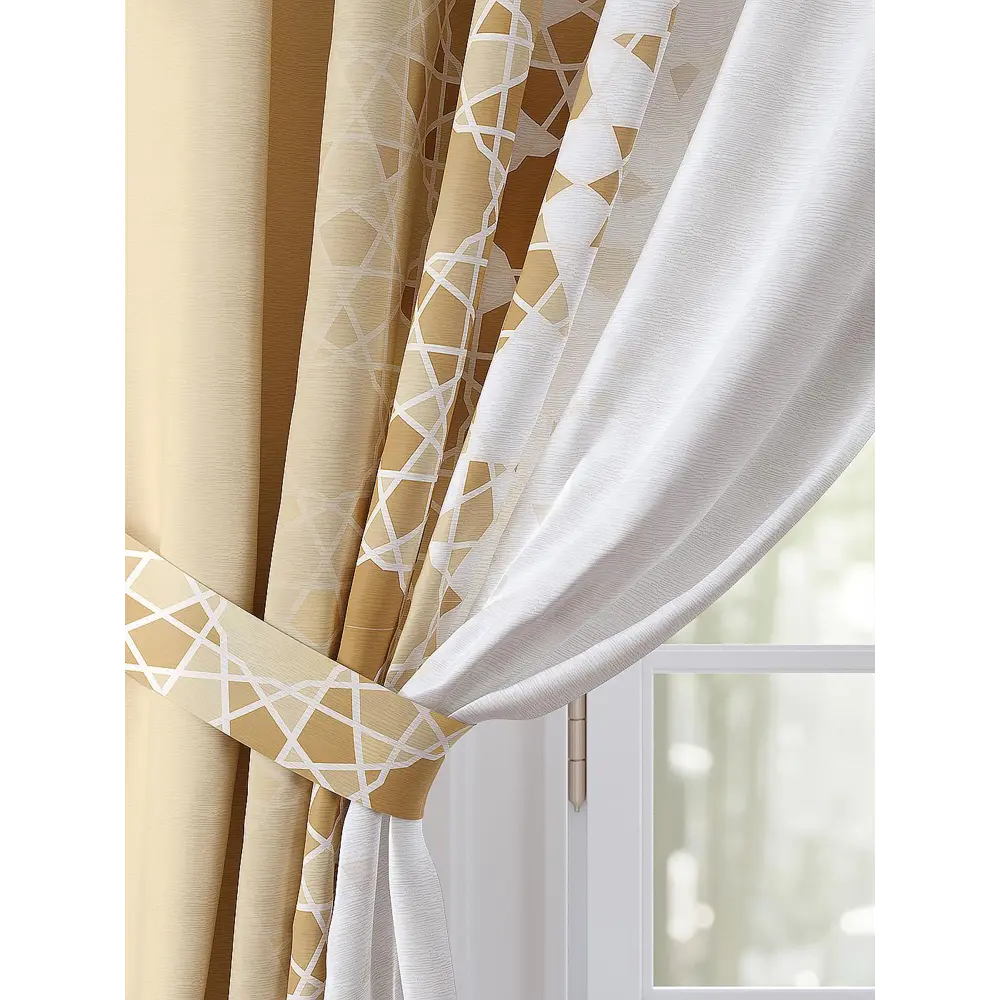 Фото 3 Комплект штор Comfy Way Микименис TD-958368 на шторной ленте, 260x150 см, цвет бежевый Фото 3 Комплект штор Comfy Way Микименис TD-958368 на шторной ленте, 260x150 см, цвет бежевый