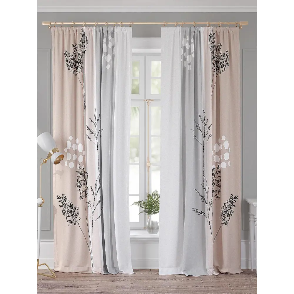 Фото Комплект штор Comfy Way Кимиронс TD-958401 на шторной ленте, 260x150 см, цвет разноцветный Фото Комплект штор Comfy Way Кимиронс TD-958401 на шторной ленте, 260x150 см, цвет разноцветный