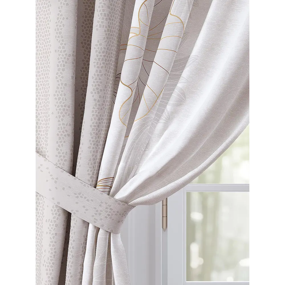 Фото 3 Комплект штор Comfy Way Гренолир TD-958429 на шторной ленте, 260x150 см, цвет бежевый Фото 3 Комплект штор Comfy Way Гренолир TD-958429 на шторной ленте, 260x150 см, цвет бежевый