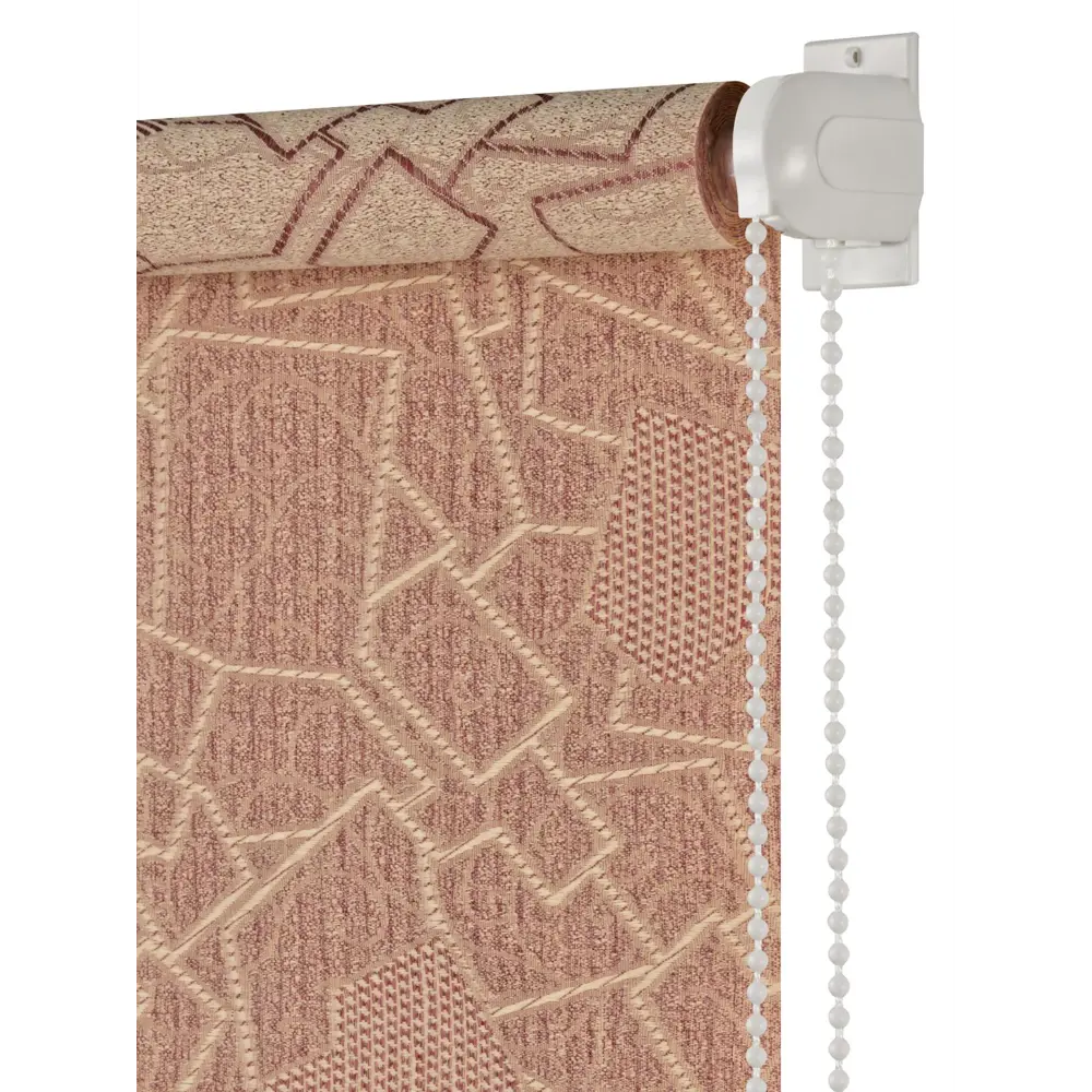 Фото 2 Миниролло ПраймДекор "Геометрия" золотисто-брусничный 73x170