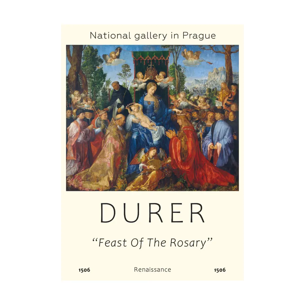 Фото Постер на холсте Альбрехт Дюрер - Праздник венков и роз 60x90 см в подарочном тубусе без рамы