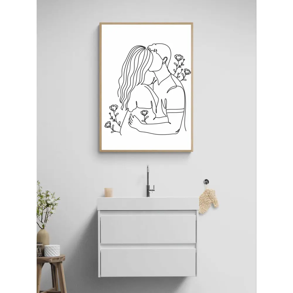 Фото 3 Постер на холсте Линии - Поцелуй в цветах 50x70 см в подарочном тубусе без рамы