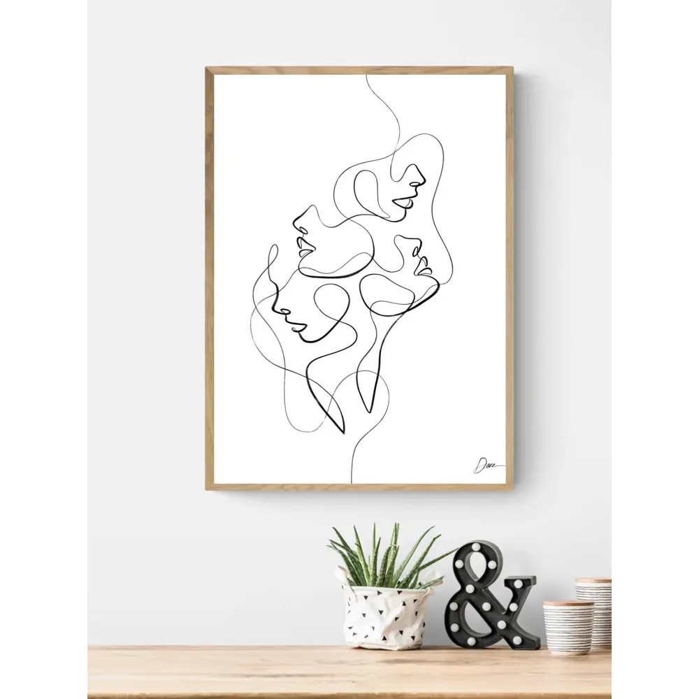 Фото 3 Постер на холсте Линии - Женские лица 90x120 см в подарочном тубусе без рамы