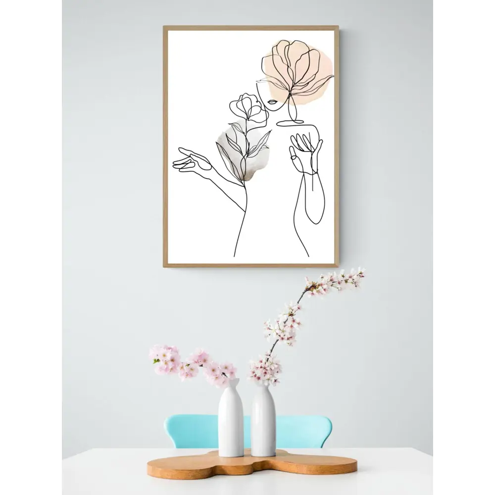 Фото 3 Постер Линии - Девушка с цветами в акварели 40x50 см в раме Фото 3 Постер Линии - Девушка с цветами в акварели 40x50 см в раме