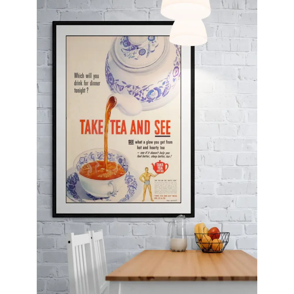 Фото 2 Постер на холсте Рекламный плакат - Чай Take tea and see 90x120 см в подарочном тубусе без рамы